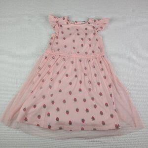 Hanna Andersson Daisy Dress Petal Pink Girls' 8 130 cm Strawberries Tulle